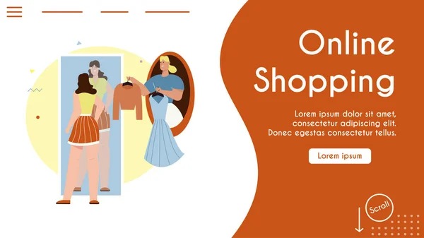 Ilustración de banner vectorial de compras en línea, estilista de moda — Vector de stock