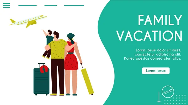 Ilustración de banner vectorial de vacaciones familiares — Vector de stock