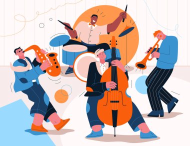 Festivalde, konserde ya da sahnede çalan caz grubu