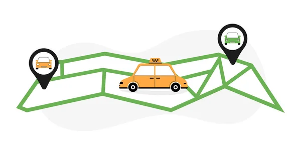 Taxi en ligne ou louer ensemble de transport objets isolés — Image vectorielle