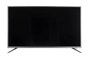 Frontal geniş ekran görünümünü Internet tv izlemek izole üzerinde beyaz arka plan