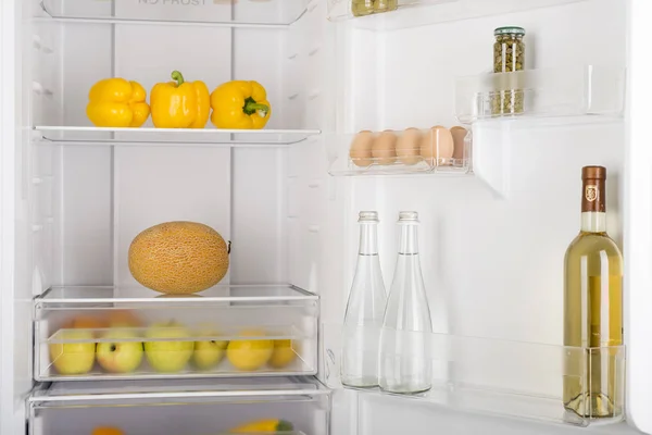 Buzdolabı Taze Meyve Sebze Sağlıklı Gıda Arka Plan Organik Beslenme — Stok fotoğraf