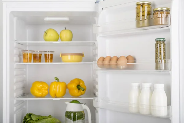 Otevřete Ledničku Plnou Čerstvého Ovoce Zeleniny Pozadí Zdravé Potraviny Organické — Stock fotografie