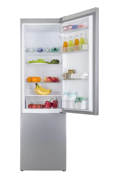 Open fridge full of fresh fruits and vegetables — Stock Photo, Image