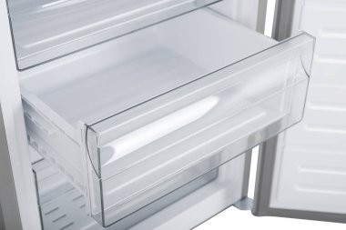 Beyaz Arka Plan üzerine izole buzdolabı. Modern Mutfak ve Do