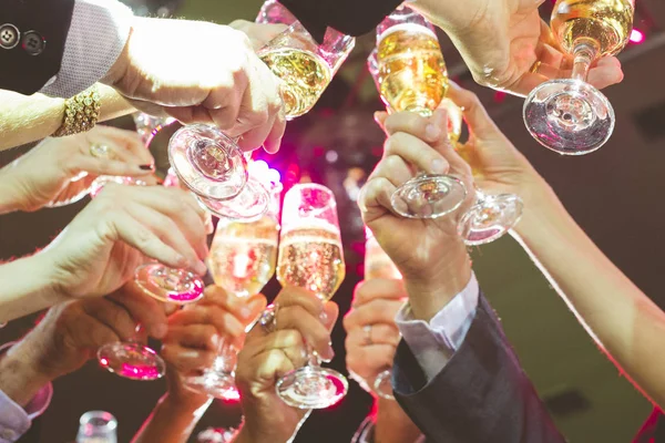 Toast with champagne during wedding party