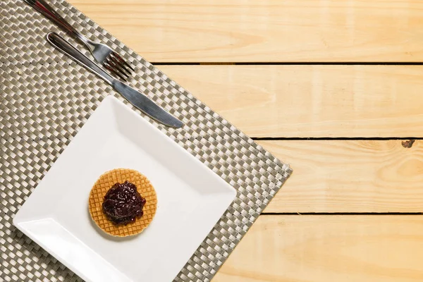 Gofre Belga Con Arándano Desayuno — Foto de Stock