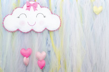 Kumaş dokulu el yapımı kalpleri ve clound ve.