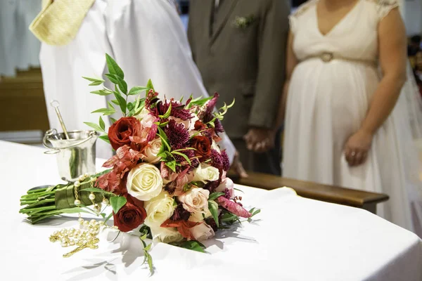 Bouquet Bunga Altar Selama Upacara Keagamaan — Stok Foto