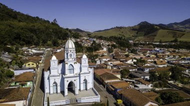 Sao Paulo eyaletinde 'Sao Bento do Sapucai' şehrinin panoramik görünümü. Brezilya.