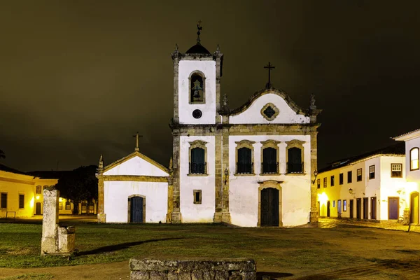 Igreja Santa Rita Paraty Noite Rio Janeiro Brasil Paraty Município — Fotografia de Stock