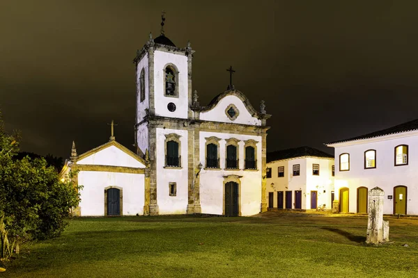Chiesa Santa Rita Paraty Notte Rio Janeiro Brasile Paraty Comune — Foto Stock