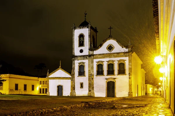 Igreja Santa Rita Paraty Noite Rio Janeiro Brasil Paraty Município — Fotografia de Stock