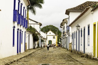 Paraty, Rio de Janeiro, Brezilya - Setembro 14, 2019: Şehir merkezi turu. Paraty, Portekiz'in sömürge ve Brezilya İmparatorluk belediyesi..
