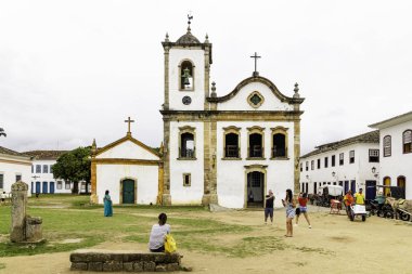 Paraty, Rio de Janeiro, Brezilya - Setembro 14, 2019: Santa Rita Kilisesi. Paraty, Portekiz'in sömürge ve Brezilya İmparatorluk belediyesi..