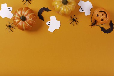 Cadılar Bayramı ve dekorasyon konsepti. Cadılar Bayramı partisi nesneleri koleksiyonu.