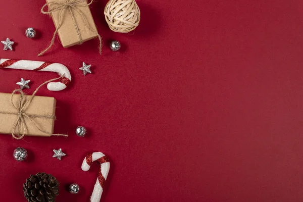 Concetto Creativo Natale Sfondo Rosso — Foto Stock