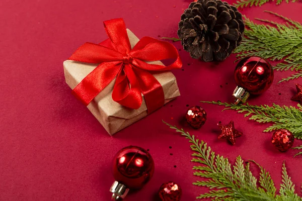 Concetto Creativo Natale Sfondo Rosso — Foto Stock