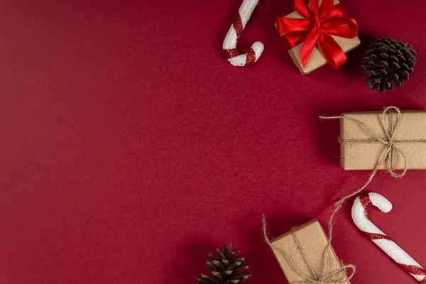 Concetto Creativo Natale Sfondo Rosso — Foto Stock