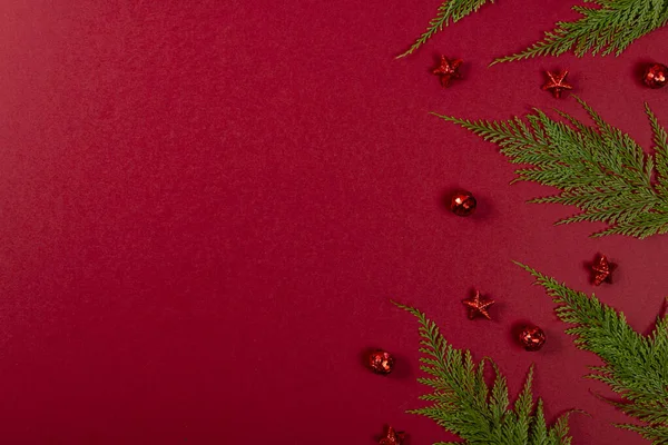 Concept Noël Créatif Fond Rouge — Photo