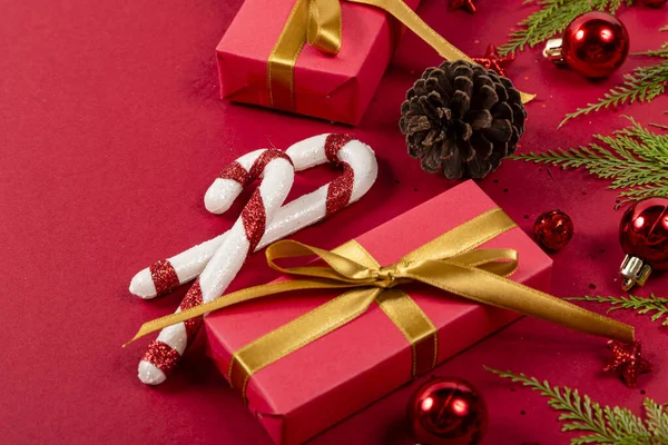 Concetto Creativo Natale Sfondo Rosso — Foto Stock