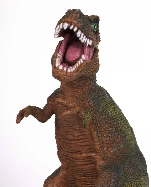 Plastikowy Model Tyranozaura Rex Otwartymi Ustami Zbliżenie — Zdjęcie stockowe