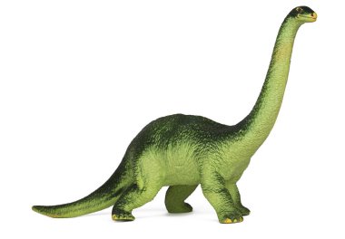 Yeşil dinozor diplodoc plastik oyuncak model beyaz arka plan üzerinde izole