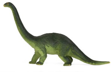 Yeşil dinozor diplodoc plastik oyuncak model beyaz arka plan üzerinde izole