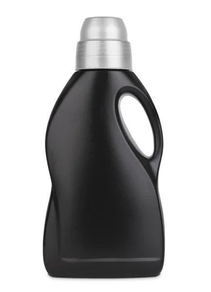 Modell Svart Plast Flaska Isolerad Vit Bakgrund — Stockfoto