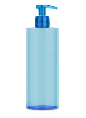 3 boyutlu model beyaz arka plan üzerinde izole mavi plastik şişe