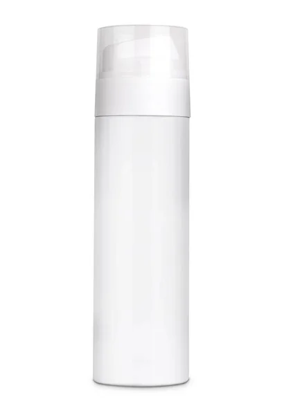 Modell Der Weißen Plastikflasche Rasierschaum Isoliert Auf Weißem Hintergrund — Stockfoto