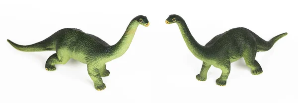 绿色恐龙 Diplodoc 塑料玩具模型在白色背景下被隔离 — 图库照片