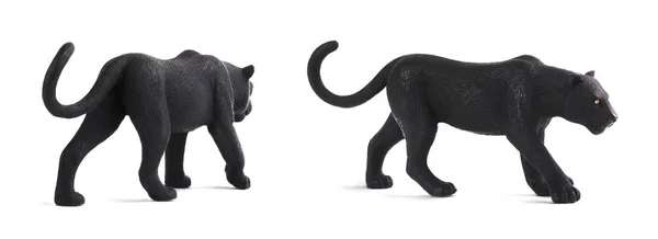 Miniaturmodell Eines Schwarzen Panthers Isoliert Auf Weißem Hintergrund — Stockfoto