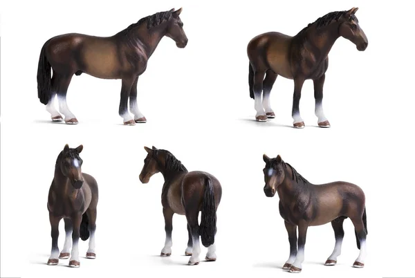 Kunststoff Braun Rote Phase Figuren Pferd Isoliert Auf Weißem Hintergrund — Stockfoto