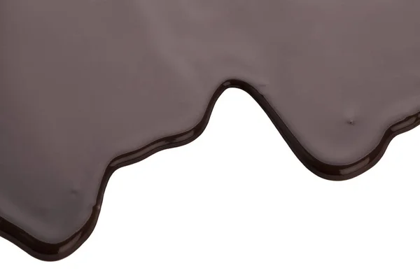 Flytande Droppar Heta Svarta Choklad Isolerad Vit Bakgrund — Stockfoto