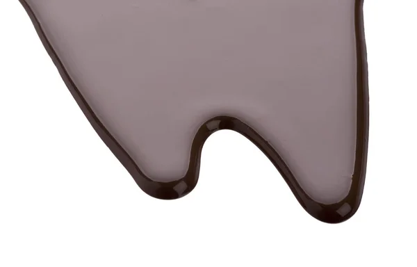 Gotas Líquidas Chocolate Preto Quente Líquido Isoladas Fundo Branco — Fotografia de Stock