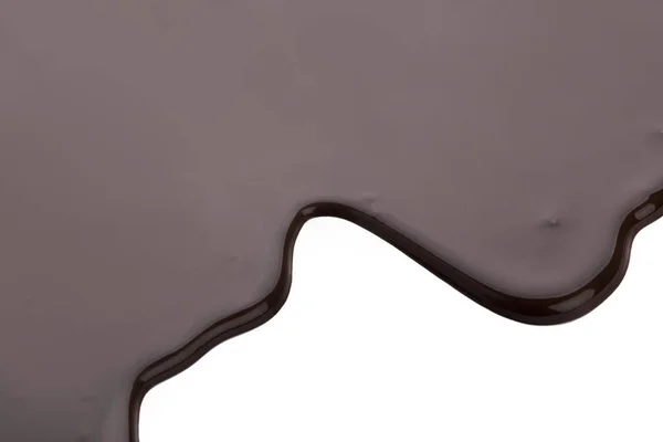 Gotas Líquidas Chocolate Preto Quente Isolado Fundo Branco — Fotografia de Stock