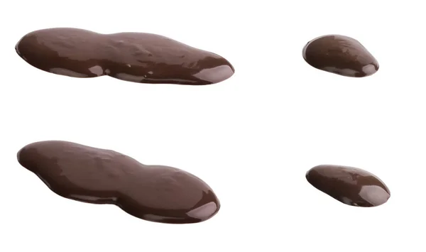 Sıcak Siyah Çikolata Beyaz Arka Plan Üzerinde Izole Sıvı Damla — Stok fotoğraf