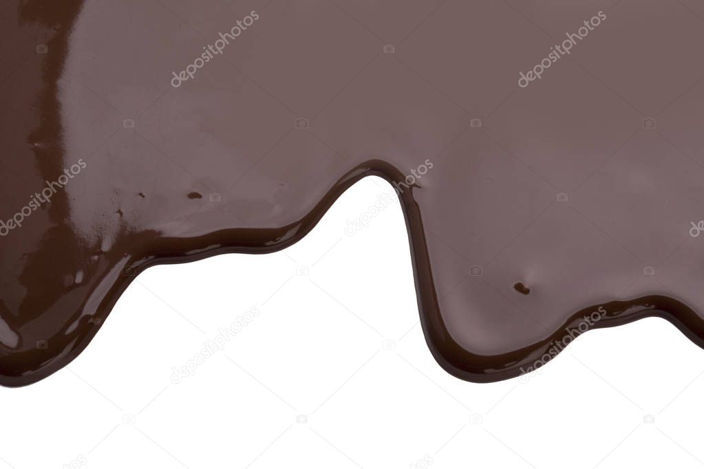 Liquid drops of hot black chocolate isolated on white background