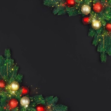 Xmas süslemeleri ve sihirli bir Noel ağacı dalı