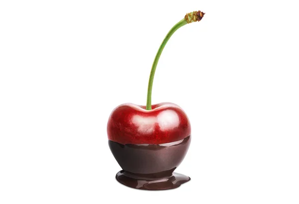 Fondue Cherry Hot Chocolate Isolated White Background — Stok Foto