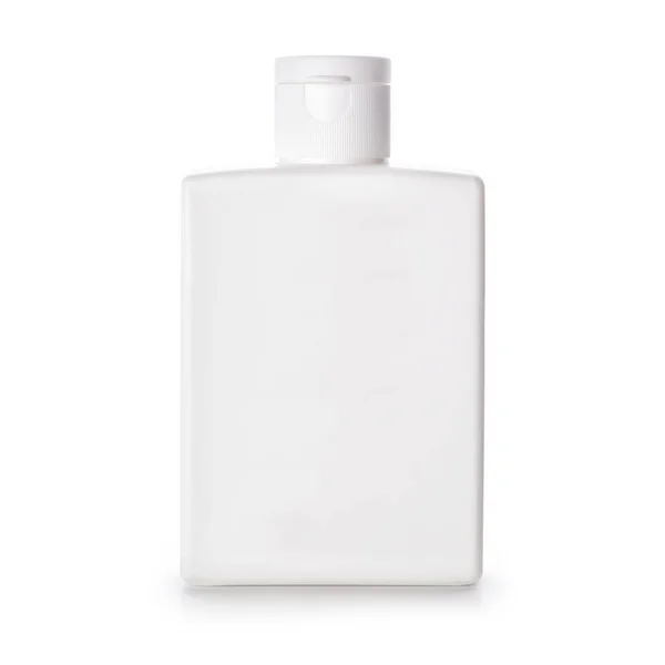Пластиковый макет белого прямоугольного флакона — стоковое фото