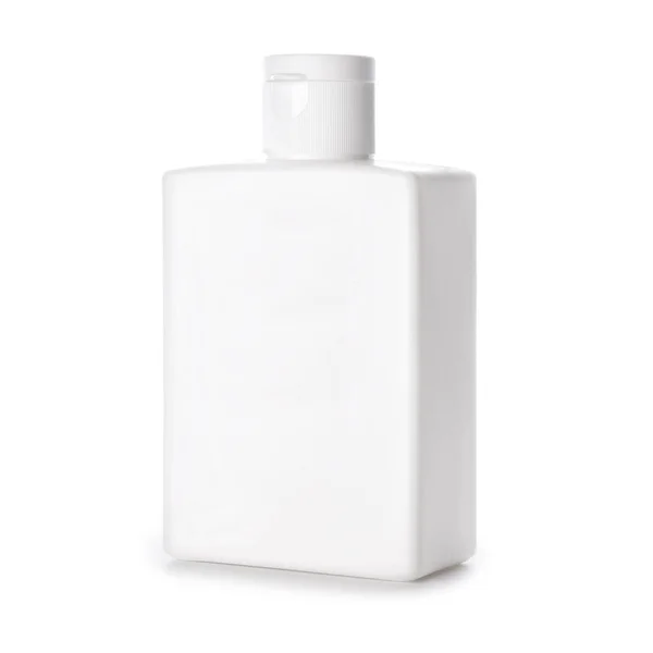 Пластиковый макет белого прямоугольного флакона — стоковое фото