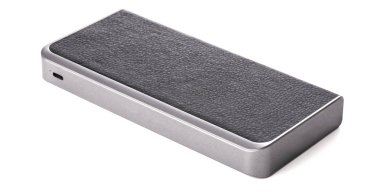 siyah eko deri tasarımı ile metalik güç bankası