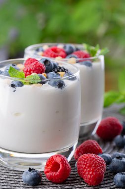 yabani çilek karışımı ile yoğurt