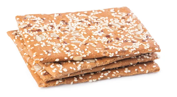 Stack Brown Sesame Crackers White Table — Stock Photo, Image