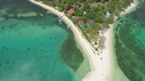 Isla Tropical Con Playa Arena Blanca Vista Aérea Isla Magalawa — Vídeo de stock