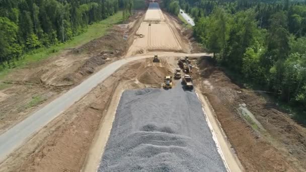 Highway construction Aerial view — Stock Video