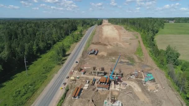 Budowa autostrady Widok z góry — Wideo stockowe