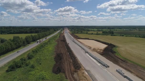 Snelwegconstructie Luchtfoto — Stockvideo